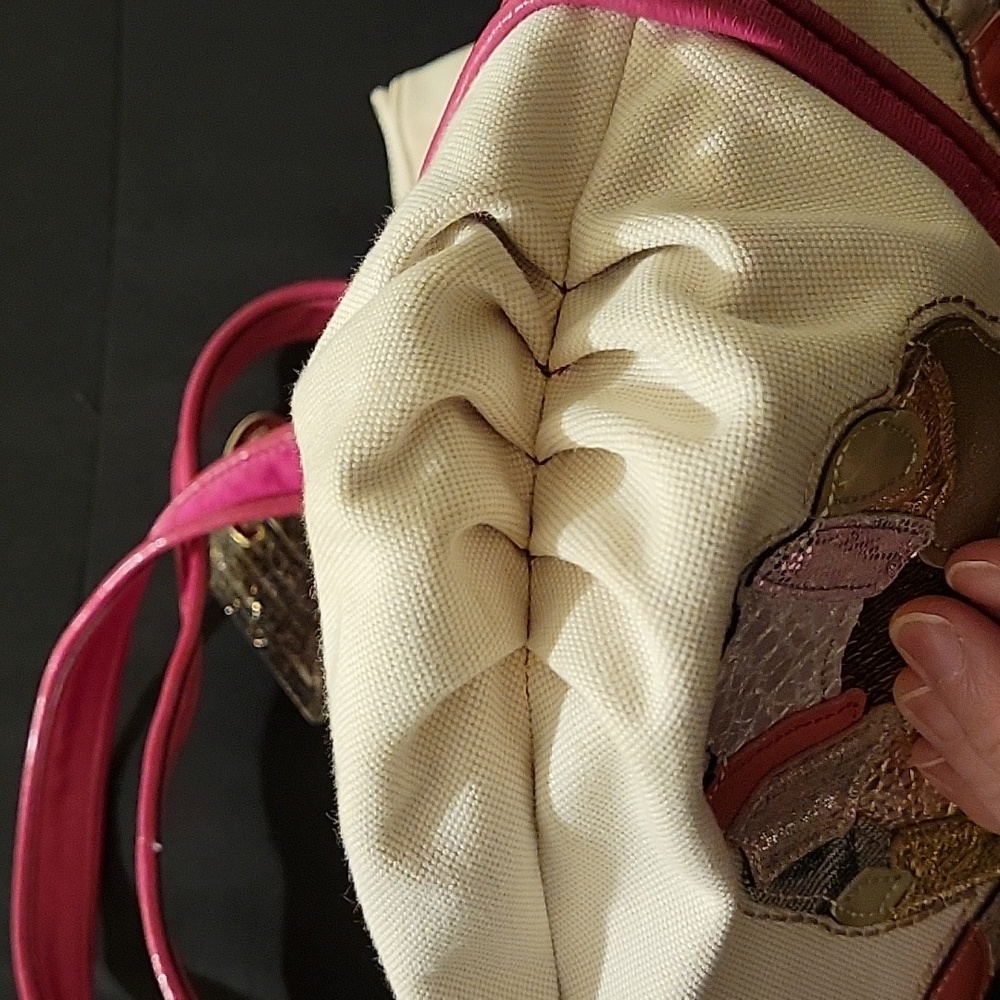 Coach Rare Multicolor Sequin, Metalic, and Mosiac Leather Butterfly Canvas Tote - Picture 8 of 17
